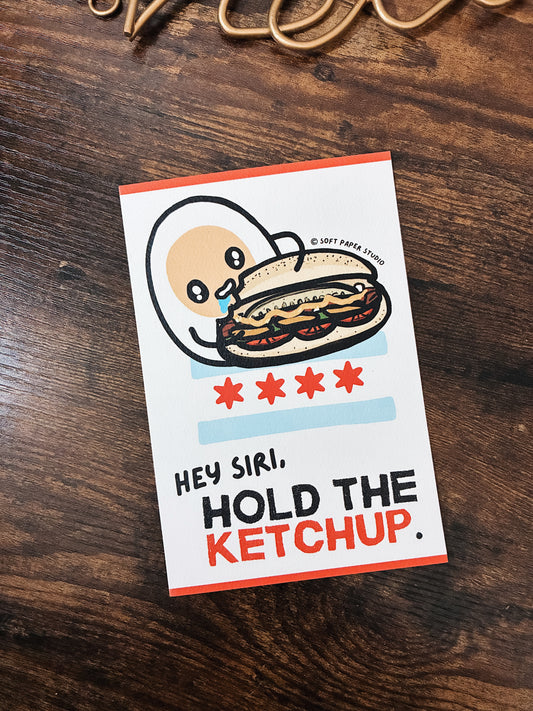 Benny the Egg: Chicago Hotdog Textured Postcard