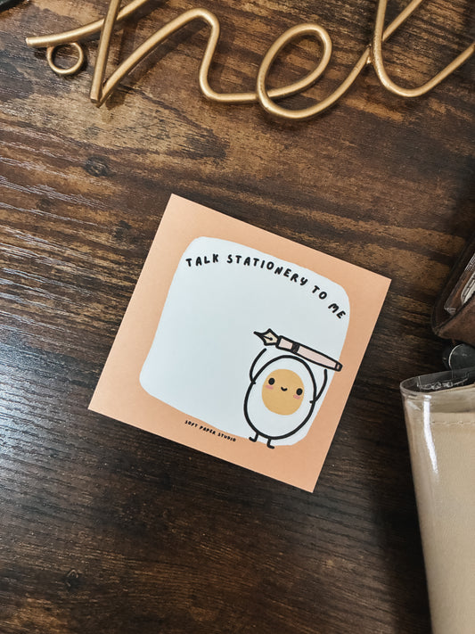 Benny the Egg: "Talk Stationery to Me" Sticky Note