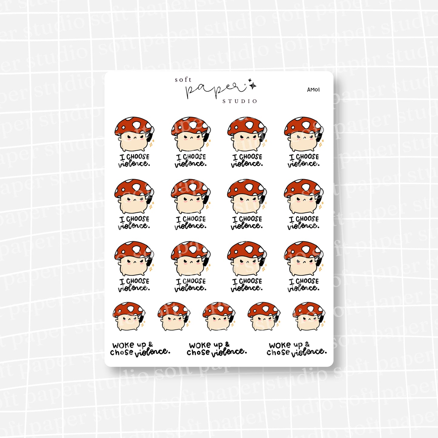Amanita the Mushroom "I Choose Violence" Stickers
