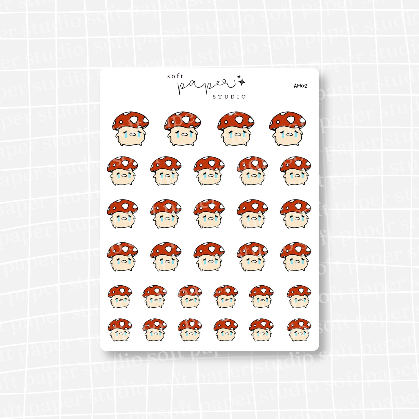 Amanita the Mushroom Cry Sad Emoti Stickers