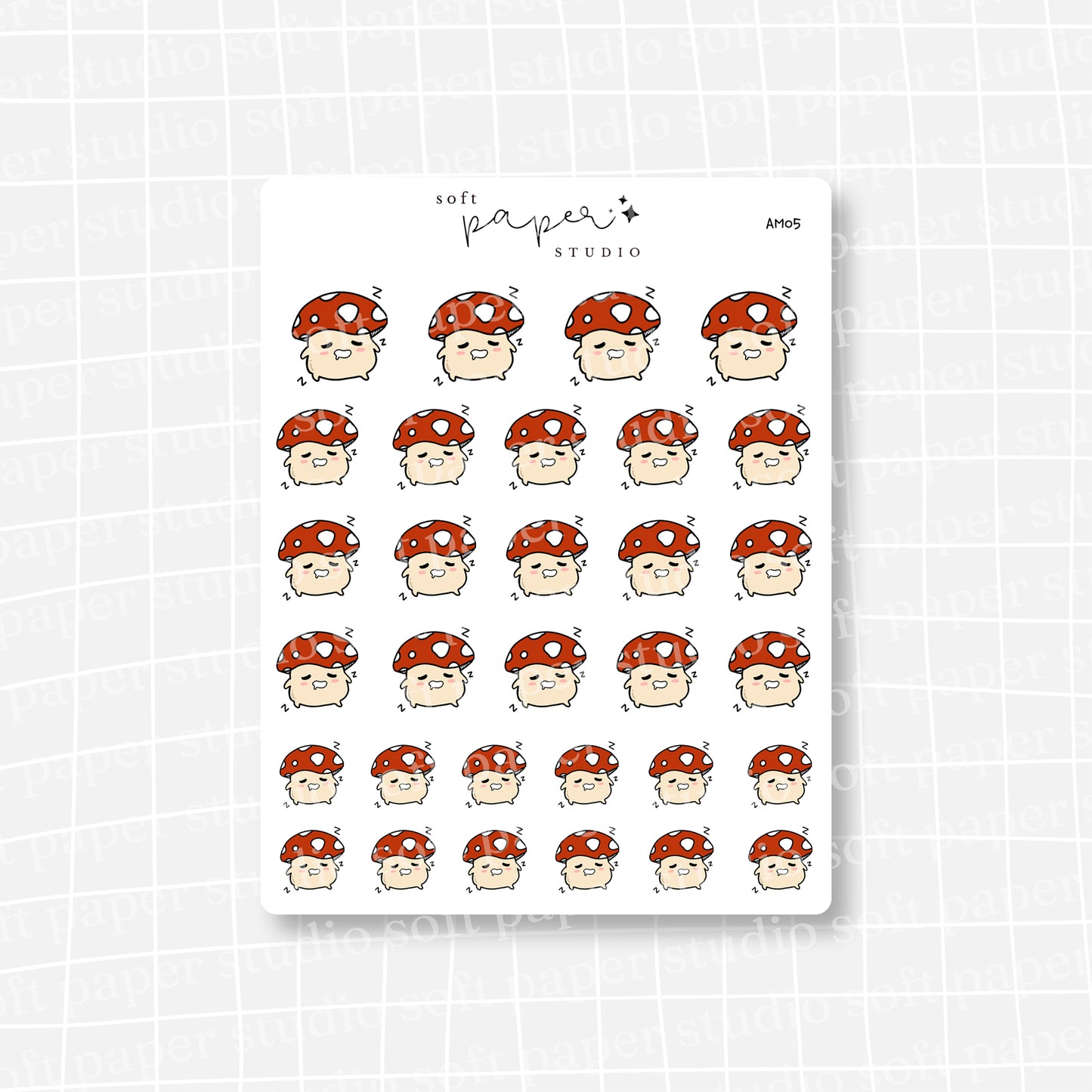 Amanita the Mushroom Sleepy Tired Emoti Stickers