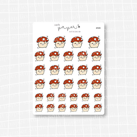Amanita the Mushroom Sleepy Tired Emoti Stickers
