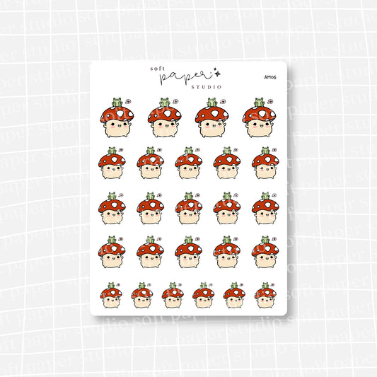 Amanita the Mushroom with Frog Friend Stickers