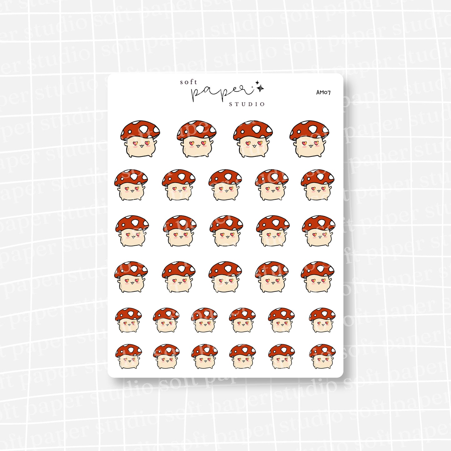 Amanita the Mushroom Heart Eyes Love Emoti Stickers