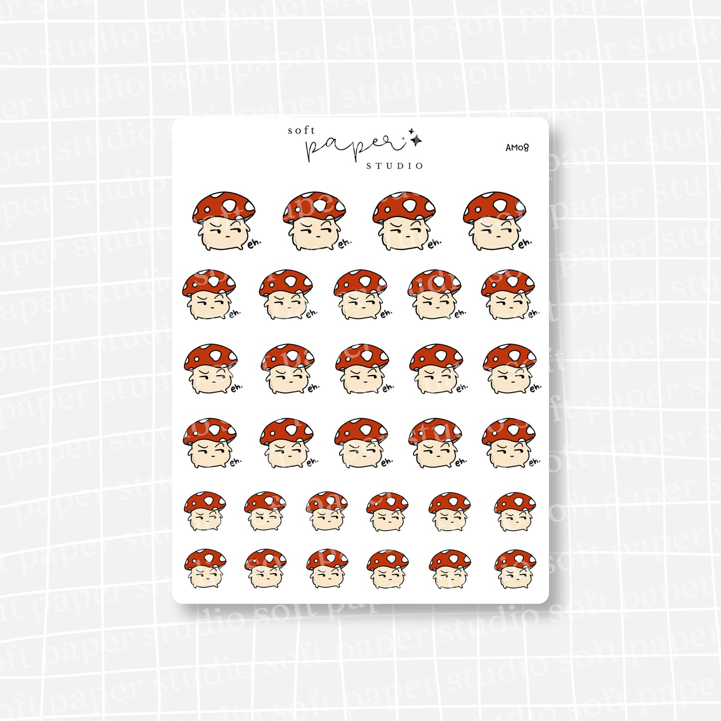Amanita the Mushroom "Eh" Annoyed Suspicious Emoti Stickers