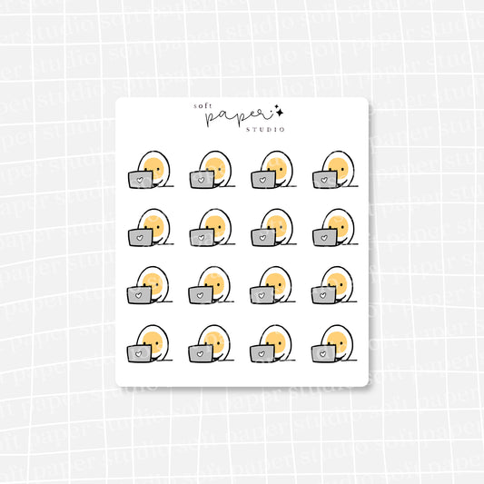 Benny the Egg Working Laptop Computer Stickers