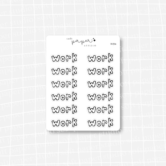 Work Handwritten Bujo Block Bubble Letters Stickers