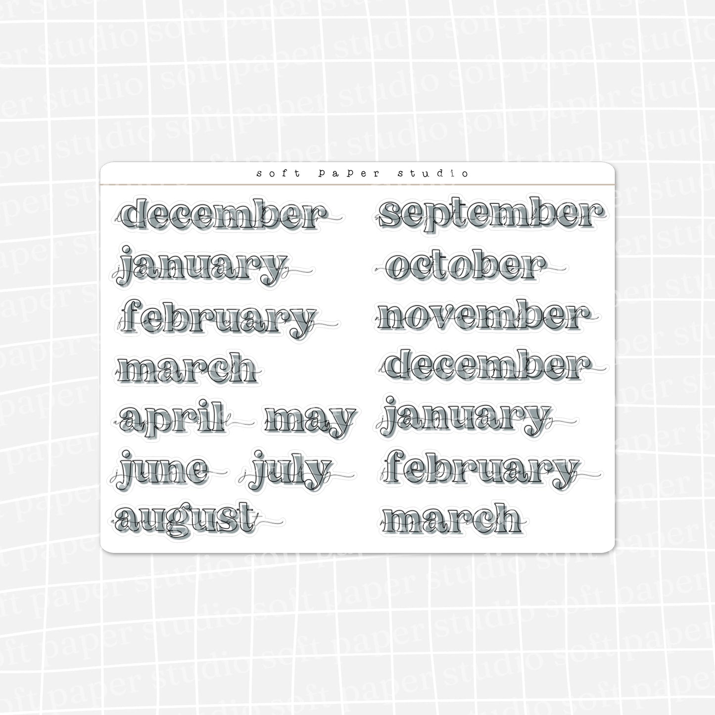 Minimal Bold Months of the Year Stickers (New Colors Available!)