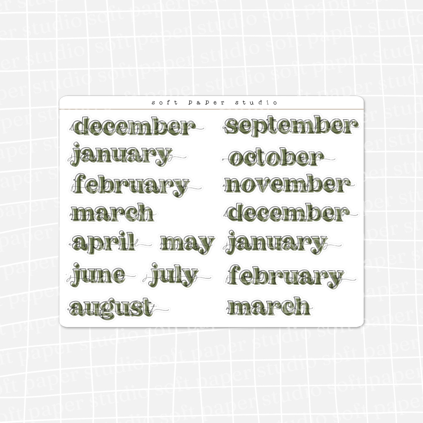 Minimal Bold Months of the Year Stickers (New Colors Available!)
