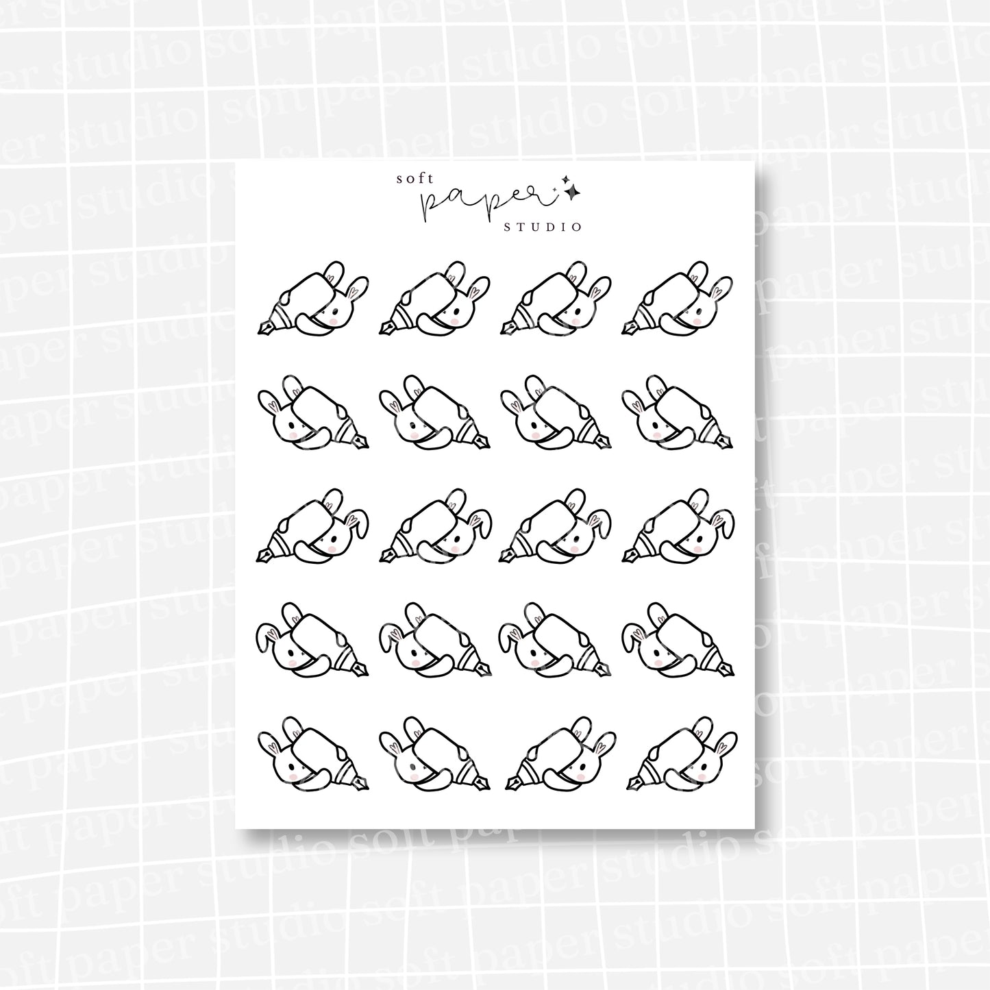 Latte the Bunny Chubby Fountain Pen Stickers (3 Colors Available)