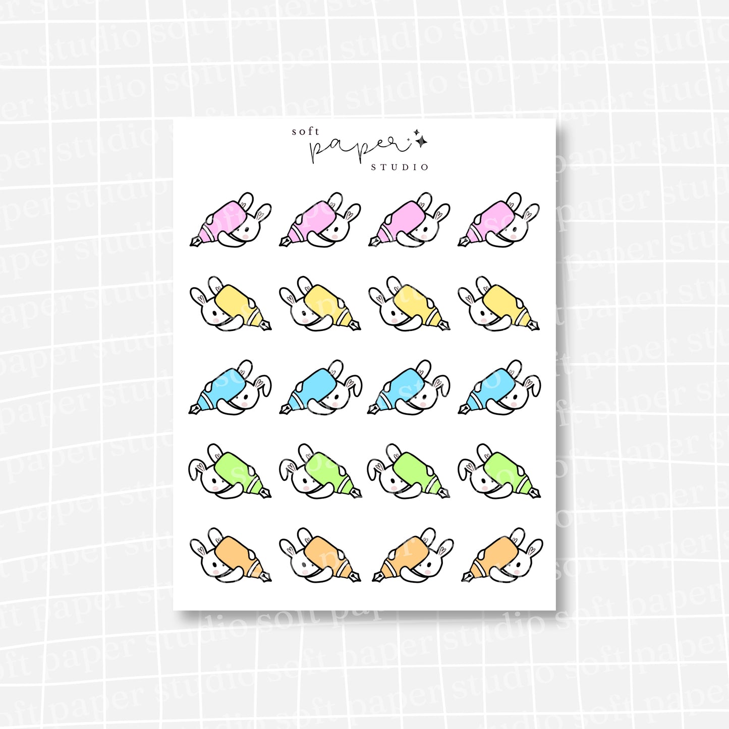 Latte the Bunny Chubby Fountain Pen Stickers (3 Colors Available)