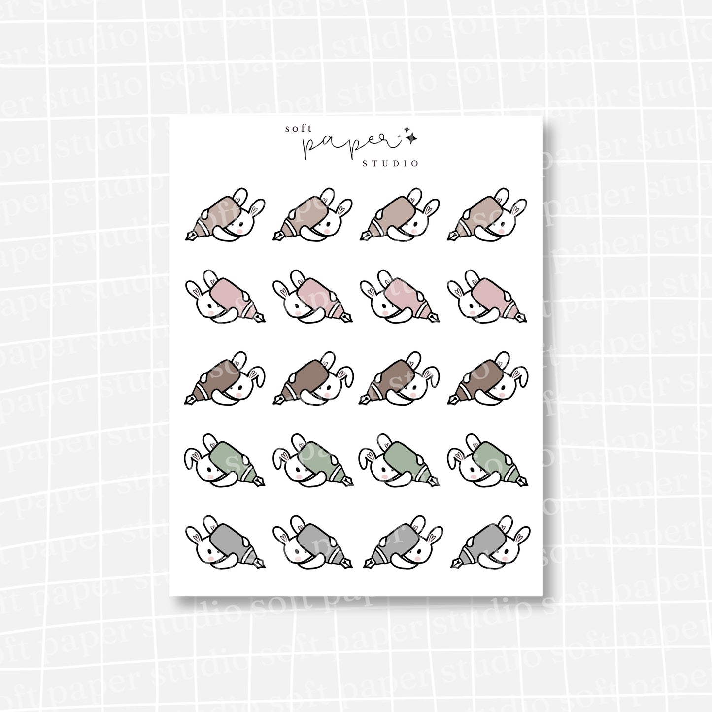 Latte the Bunny Chubby Fountain Pen Stickers (3 Colors Available)