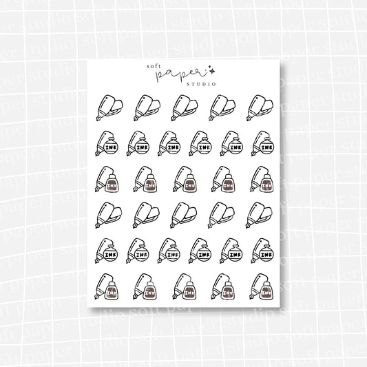 Chubby Fountain Pen and Ink Stickers (3 Colors Available)