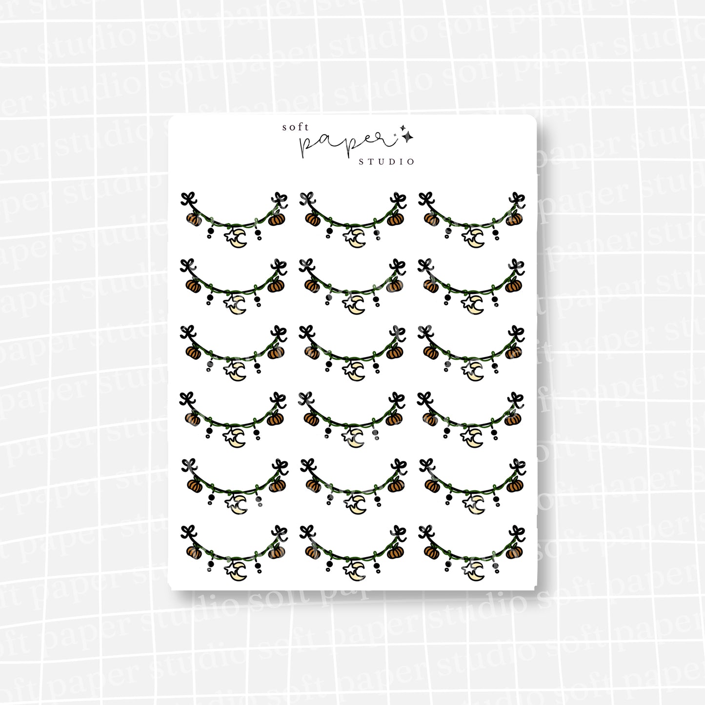 Fall Pumpkin Moon Garland Stickers
