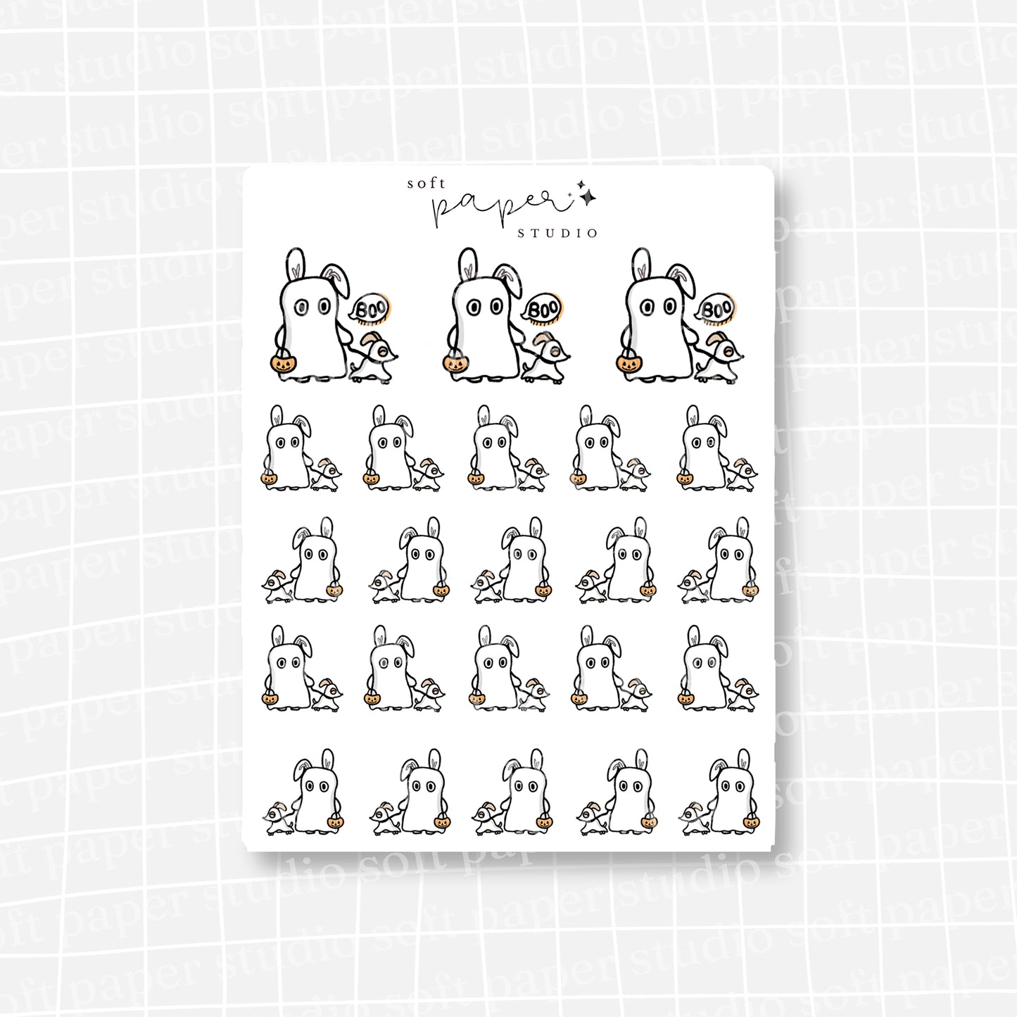 Latte the Bunny Spooky Halloween Walk the Ghostie Dog Stickers