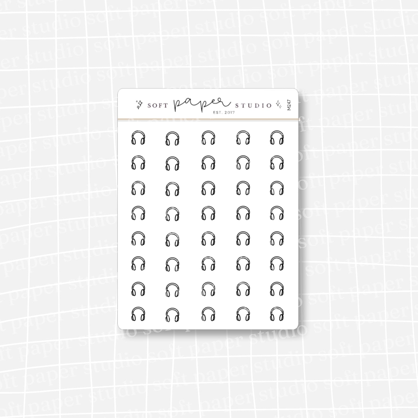 Minimalistic Mini Headphones Music Stickers