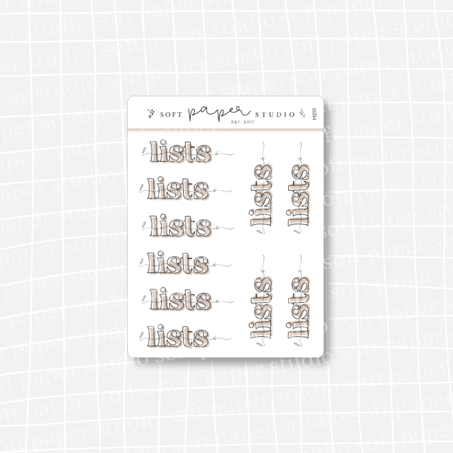 Minimal Bold "Lists" Text Stickers