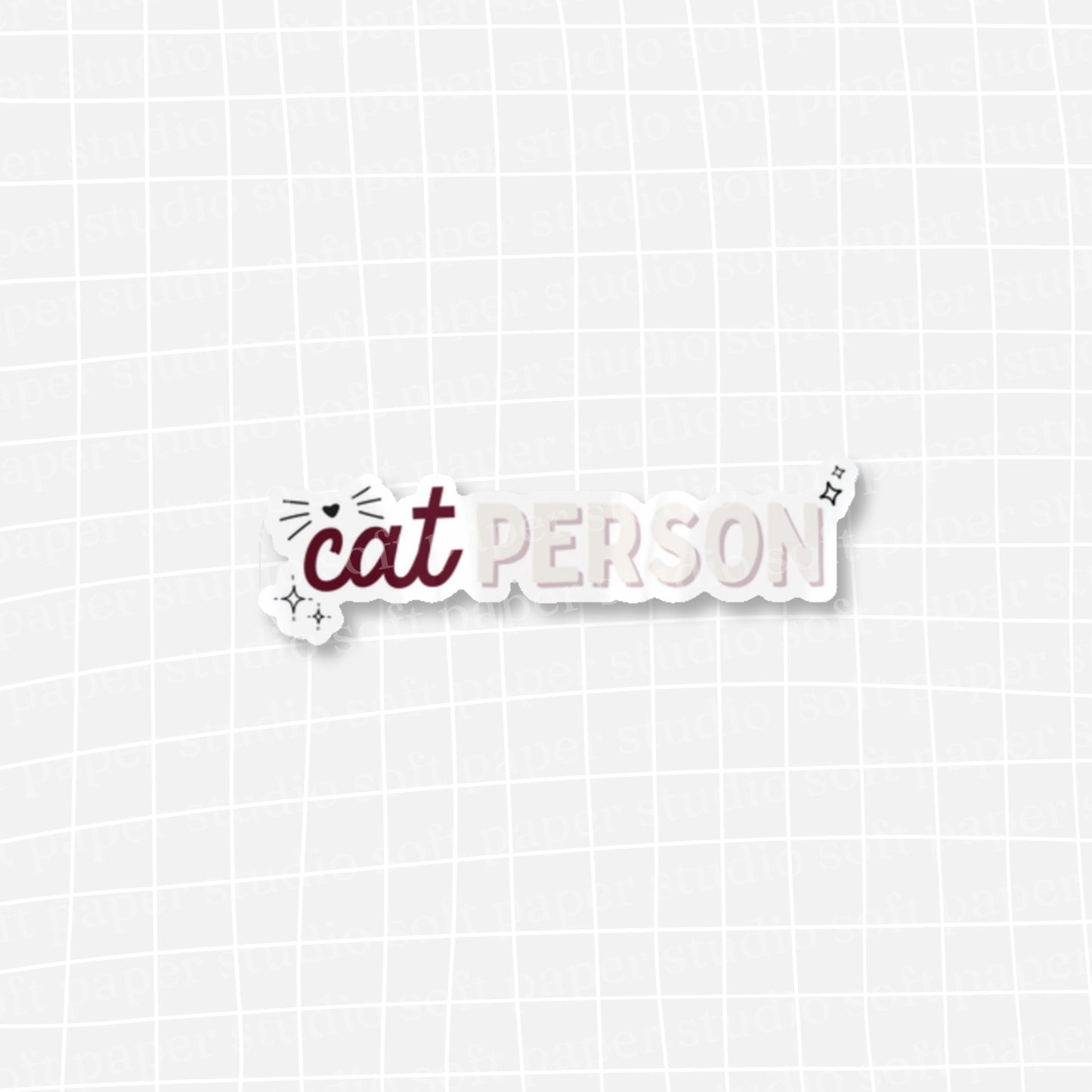 Waterproof VINYL DIECUT STICKER - Cat Person (Burgundy/Pink Version)