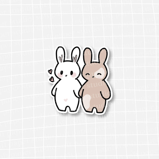 Waterproof VINYL DIECUT STICKER - Latte the Bunny with Macchiato Love Partners