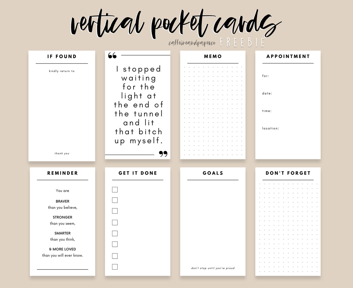 FREEBIE | Vertical Pocket Cards Printable