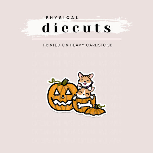 Diecut - Two Corgis in a Pumpkin