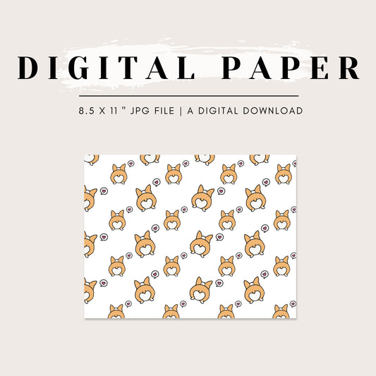Digital Paper - Corgi Booty Love