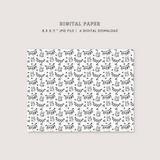 Digital Paper - Latte the Bunny Banner Love