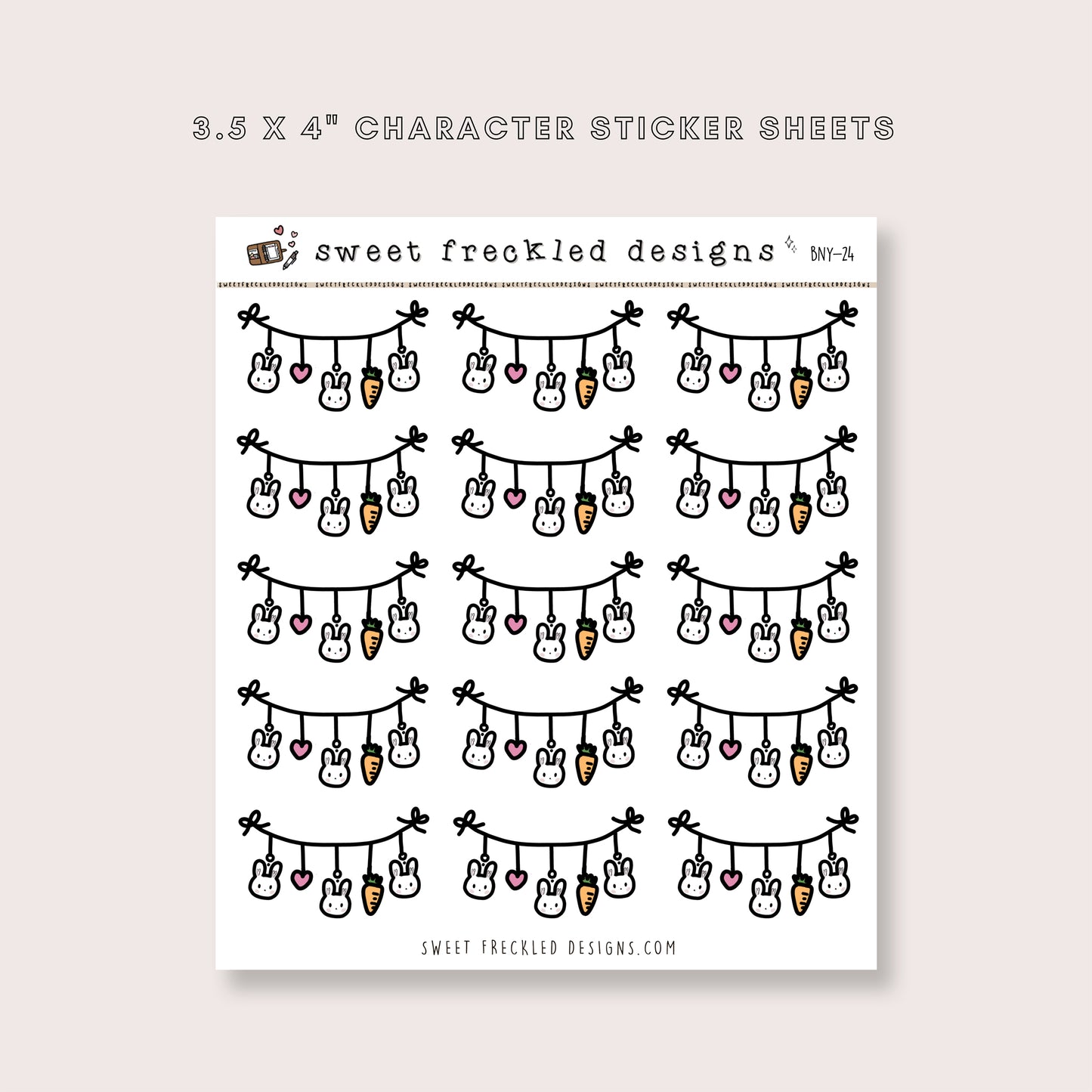 Latte the Bunny Dangle Decorative Banner Sticker