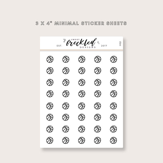 Minimalistic Mini Basketball Sports Stickers