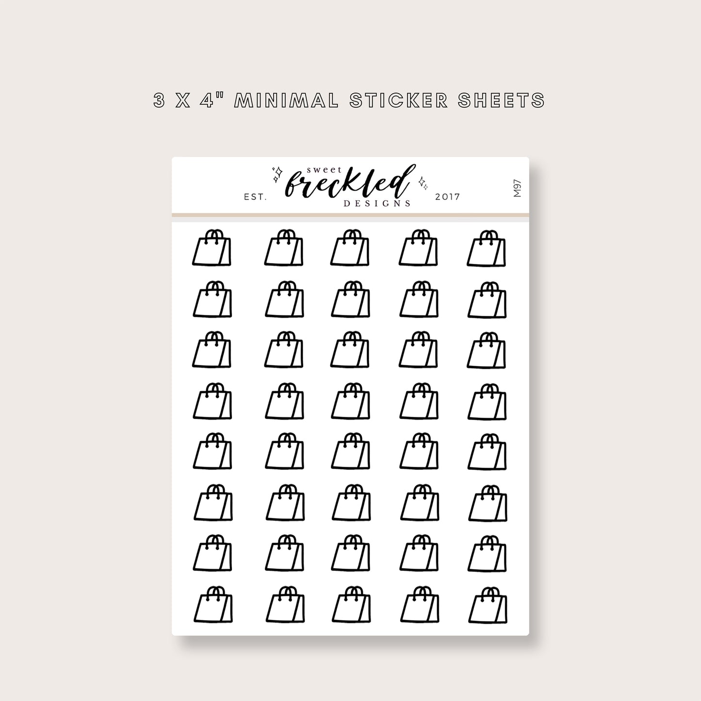 Minimalistic Mini Shopping Bag Stickers