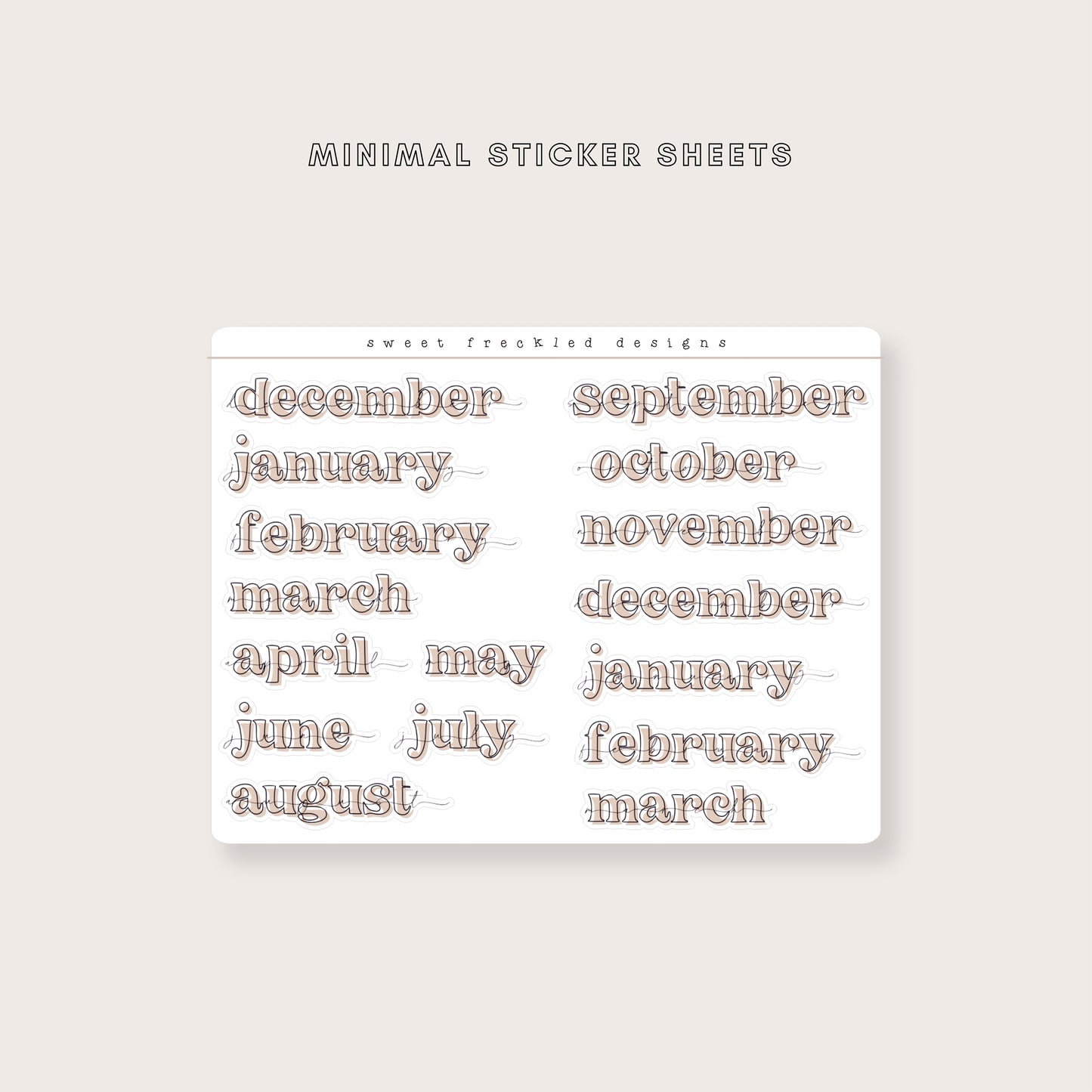 Minimal Bold Months of the Year Stickers (New Colors Available!)