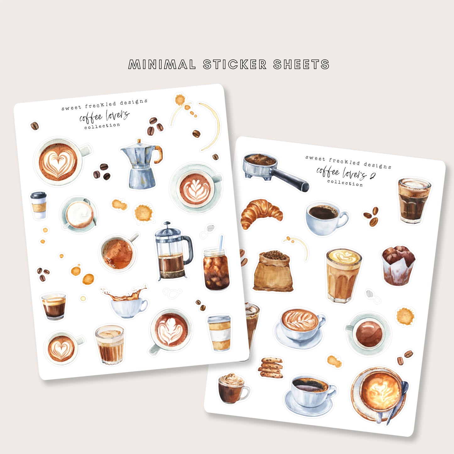 Large Watercolor Deco Sheets: Coffee Lovers (2 Styles Available)