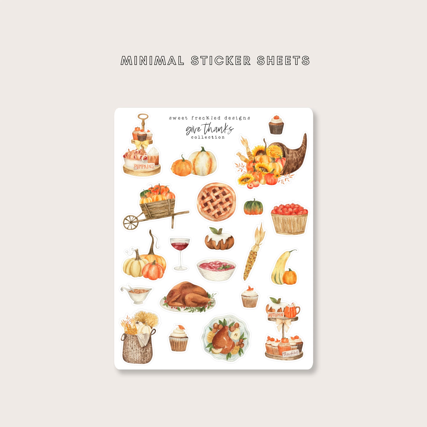 Large Watercolor Deco Sheets: Give Thanks Thanksgiving