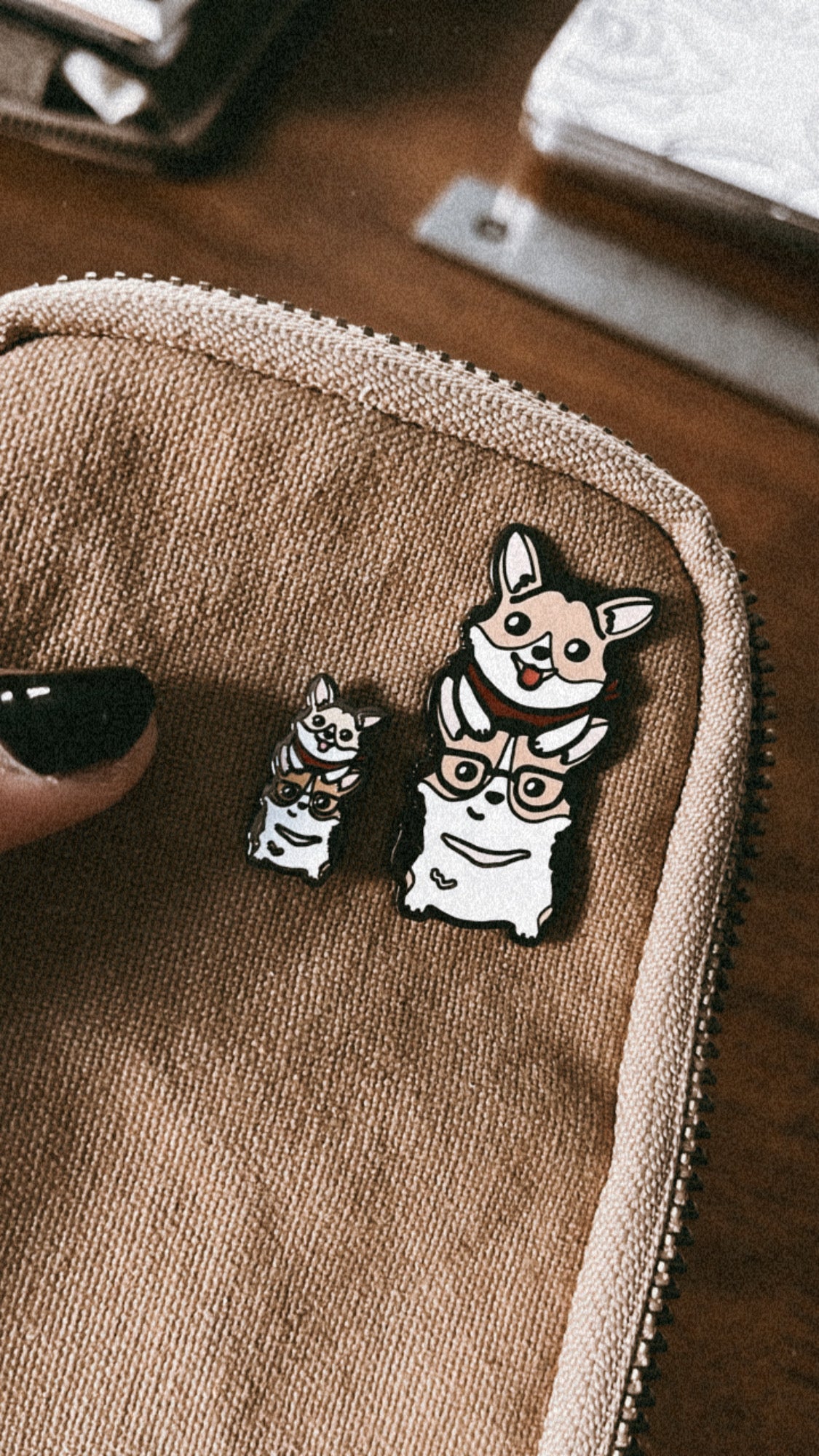 "Double Trouble" ITTY BITTY OOPSIE VERSION Corgi Ein and Jet Enamel Pin