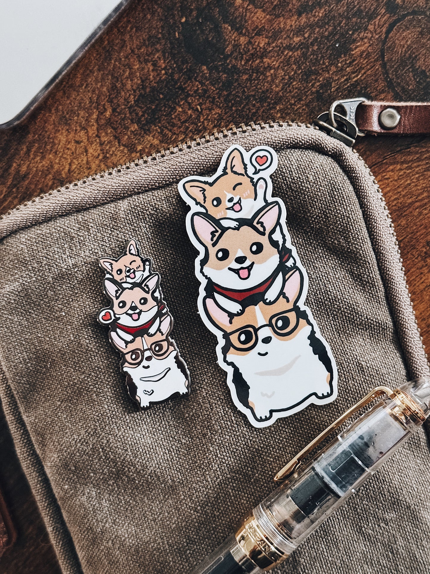 Bebop Crew: 3 Corgis Dog Love Enamel Pin