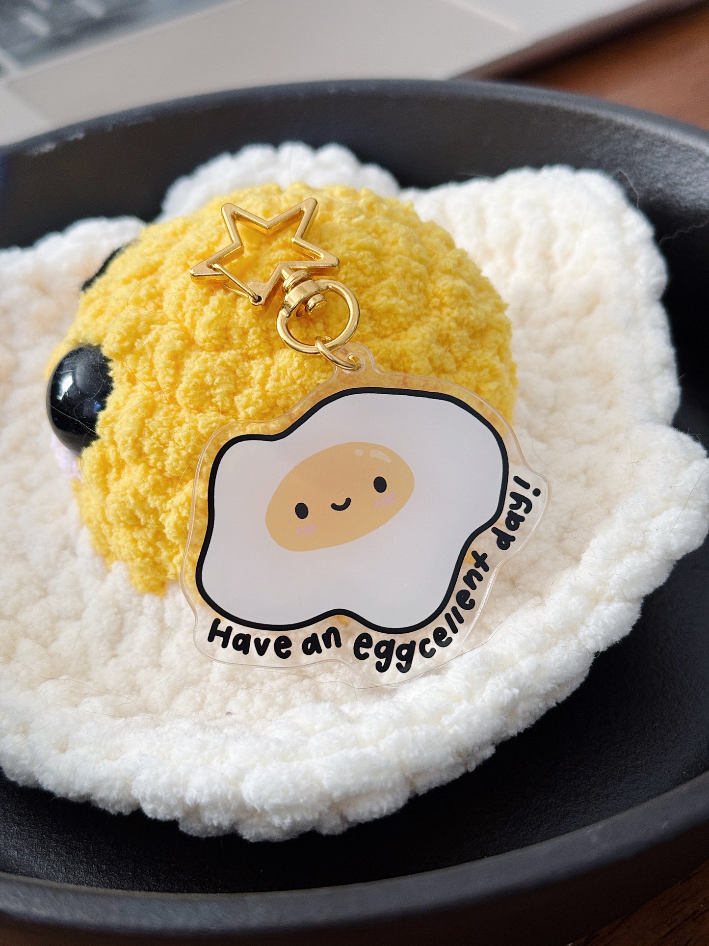 Benny the Egg "Have An Eggcellent Day!" Acrylic Gold Keychain