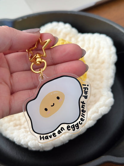 Benny the Egg "Have An Eggcellent Day!" Acrylic Gold Keychain