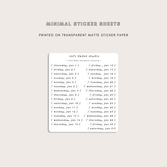 2026 'Day of the Week' Date Daily Header Stickers