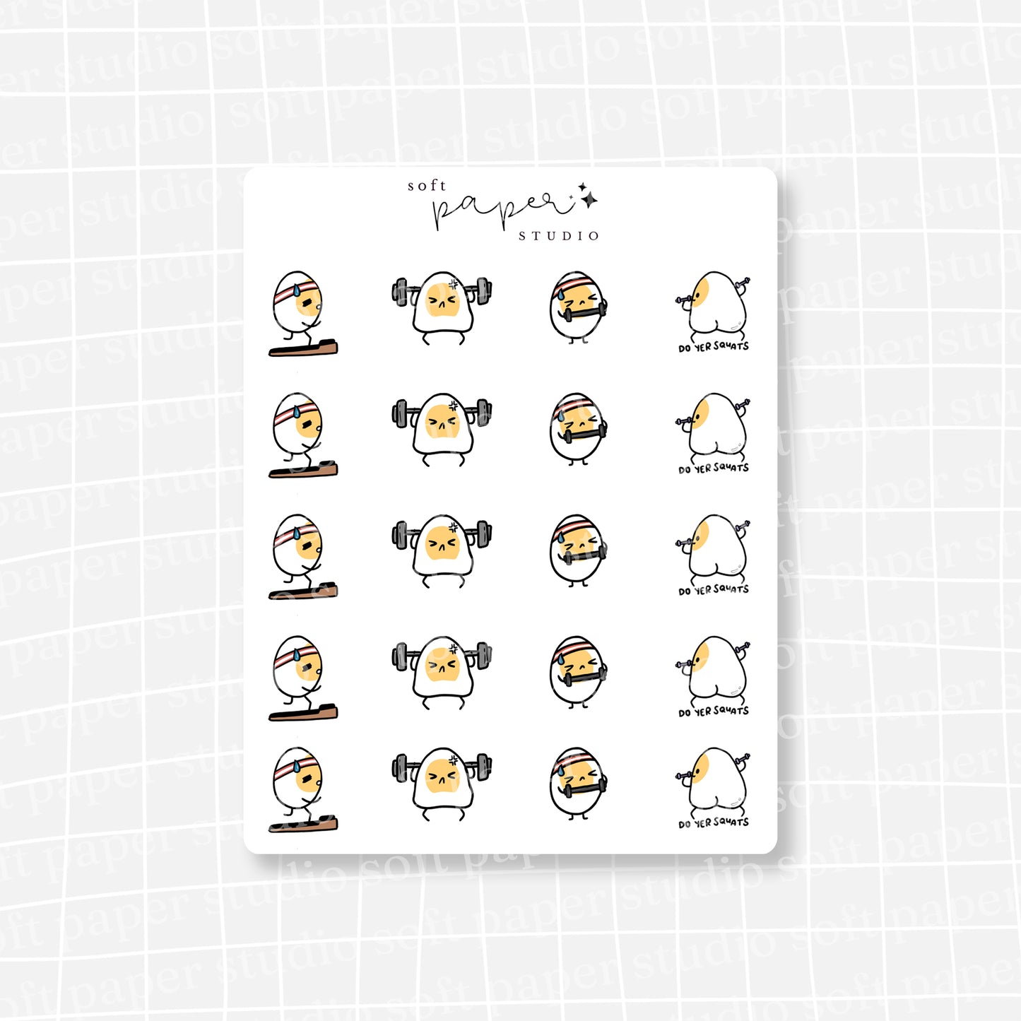 Benny the Egg Gym Working Out Stickers