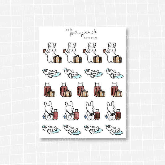 Latte the Bunny Traveling Vacation Stickers