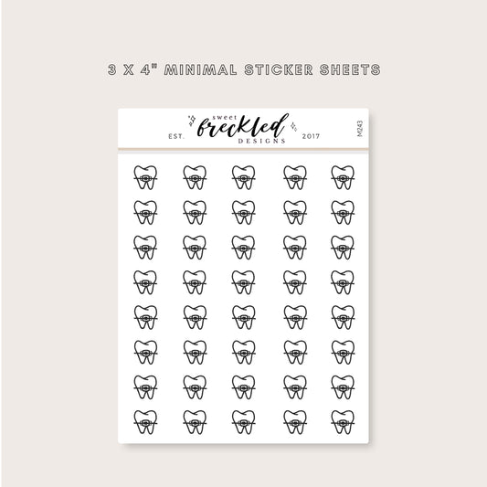 Minimalistic Mini Braces Tooth Dentist Stickers