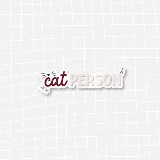 Waterproof VINYL DIECUT STICKER - Cat Person (Burgundy/Pink Version)