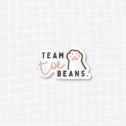 Waterproof VINYL DIECUT STICKER - Team Toe Beans (Cats and/or Dogs)