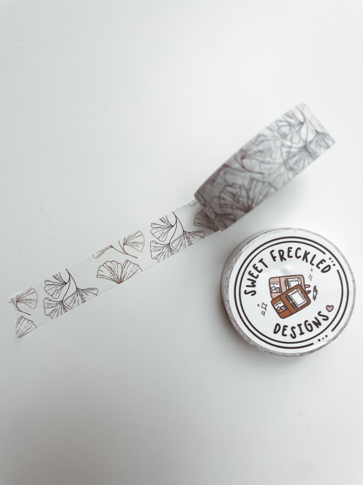 White & Brown Gingko Plant Washi Tape