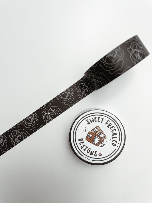 Black & White Rose Floral Washi Tape