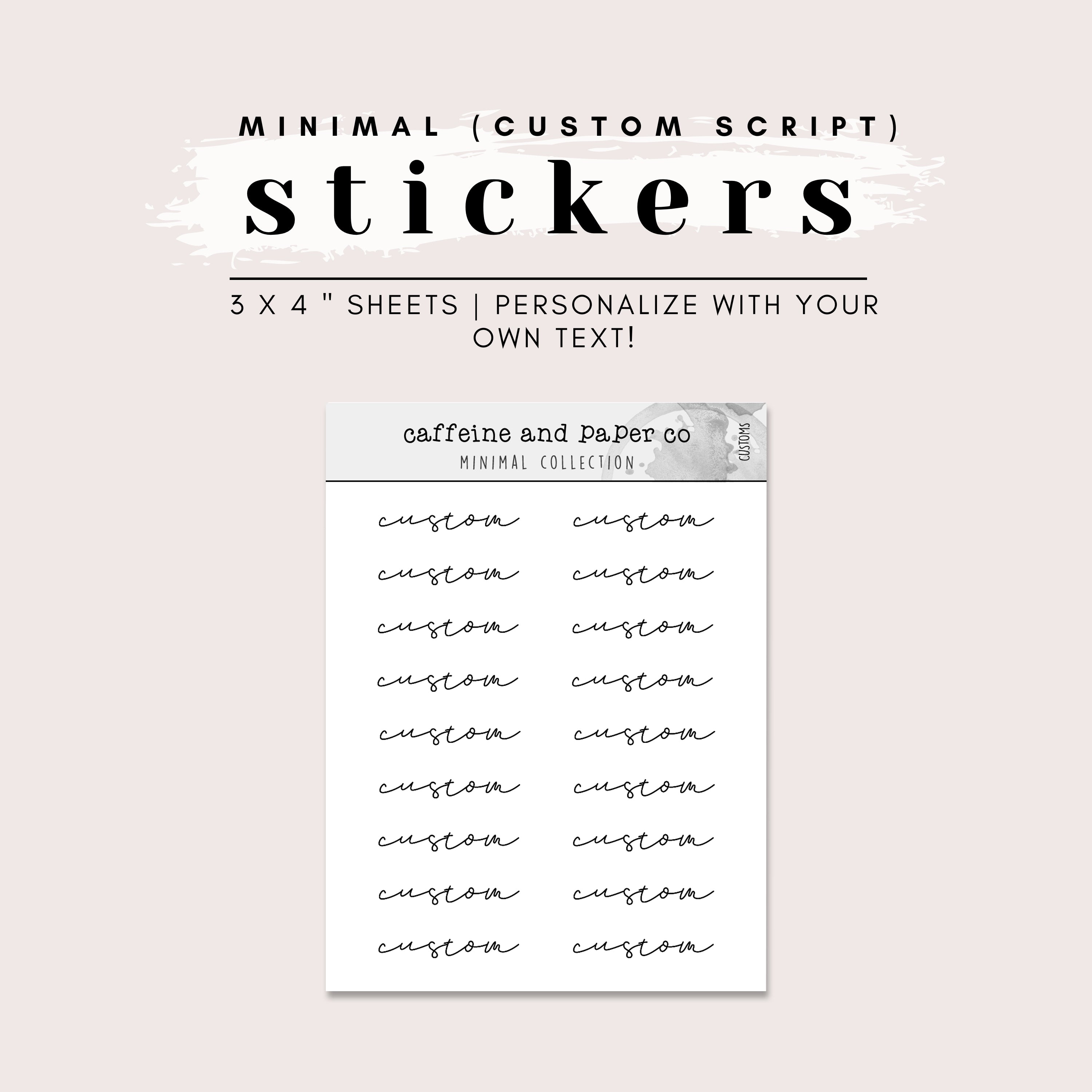 CUSTOM MINIMAL SCRIPT (cursive) STICKERS – Soft Paper Studio