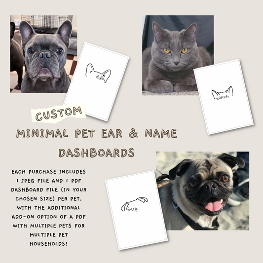 Custom Personalized Minimal Pet Digital Dashboards