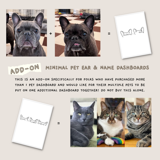 Custom Personalized Minimal Pet Digital Dashboards (Multiple Pets) *ADD ON*