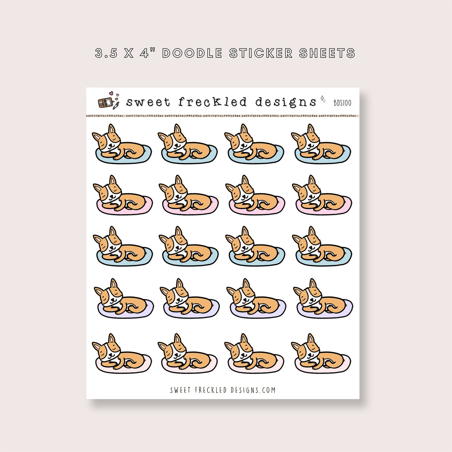 Dog Corgi Naps Stickers