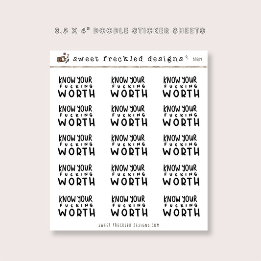 Know Your Worth Stickers